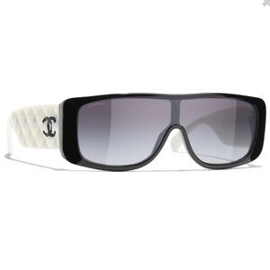 CHANEL Black and White Quilted Sunglasses